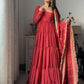 Ruffle Faux Georgette Anarkali Set
