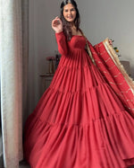 Ruffle Faux Georgette Anarkali Set
