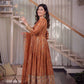 Rust Anarkali Gown Set with Sequin Embroidery