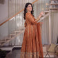 Rust Anarkali Gown Set with Sequin Embroidery