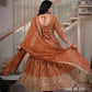 Rust Anarkali Gown Set with Sequin Embroidery