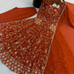 Rust Anarkali Gown with Sequin Embroidery