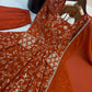 Rust Anarkali Gown with Sequin Embroidery