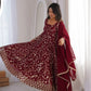 Rust Anarkali Gown with Sequin Embroidery