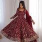 Rust Anarkali Gown with Sequin Embroidery