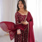 Rust Anarkali Gown with Sequin Embroidery