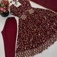 Rust Anarkali Gown with Sequin Embroidery