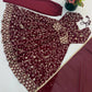Rust Anarkali Gown with Sequin Embroidery