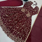 Rust Anarkali Gown with Sequin Embroidery