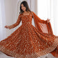 Rust Anarkali Gown with Sequin Embroidery