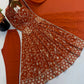 Rust Anarkali Gown with Sequin Embroidery