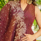 Rust Brown Crunchy Embroidered Anarkali Sharara Set for Festive and Wedding Wear