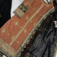 Rust Brown Nylon Net Embroidered Kurti Palazzo Set with Dupatta
