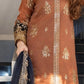 Rust Brown Nylon Net Embroidered Kurti Palazzo Set with Dupatta