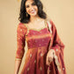 Rust Cosmo Embroidered Anarkali Gown Set with Dupatta
