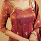 Rust Cosmo Embroidered Anarkali Gown Set with Dupatta