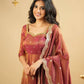 Rust Cosmo Embroidered Anarkali Gown Set with Dupatta