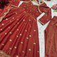 Rust Cosmo Embroidered Anarkali Gown Set with Dupatta