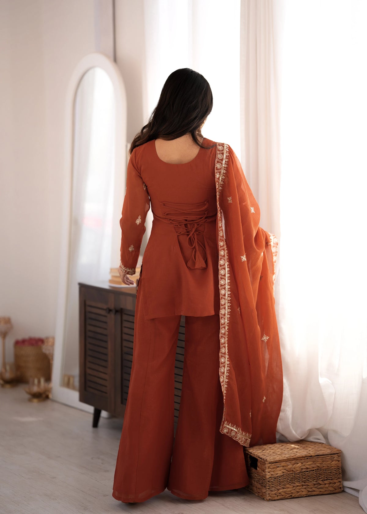 Rust Elephant Motif Suit