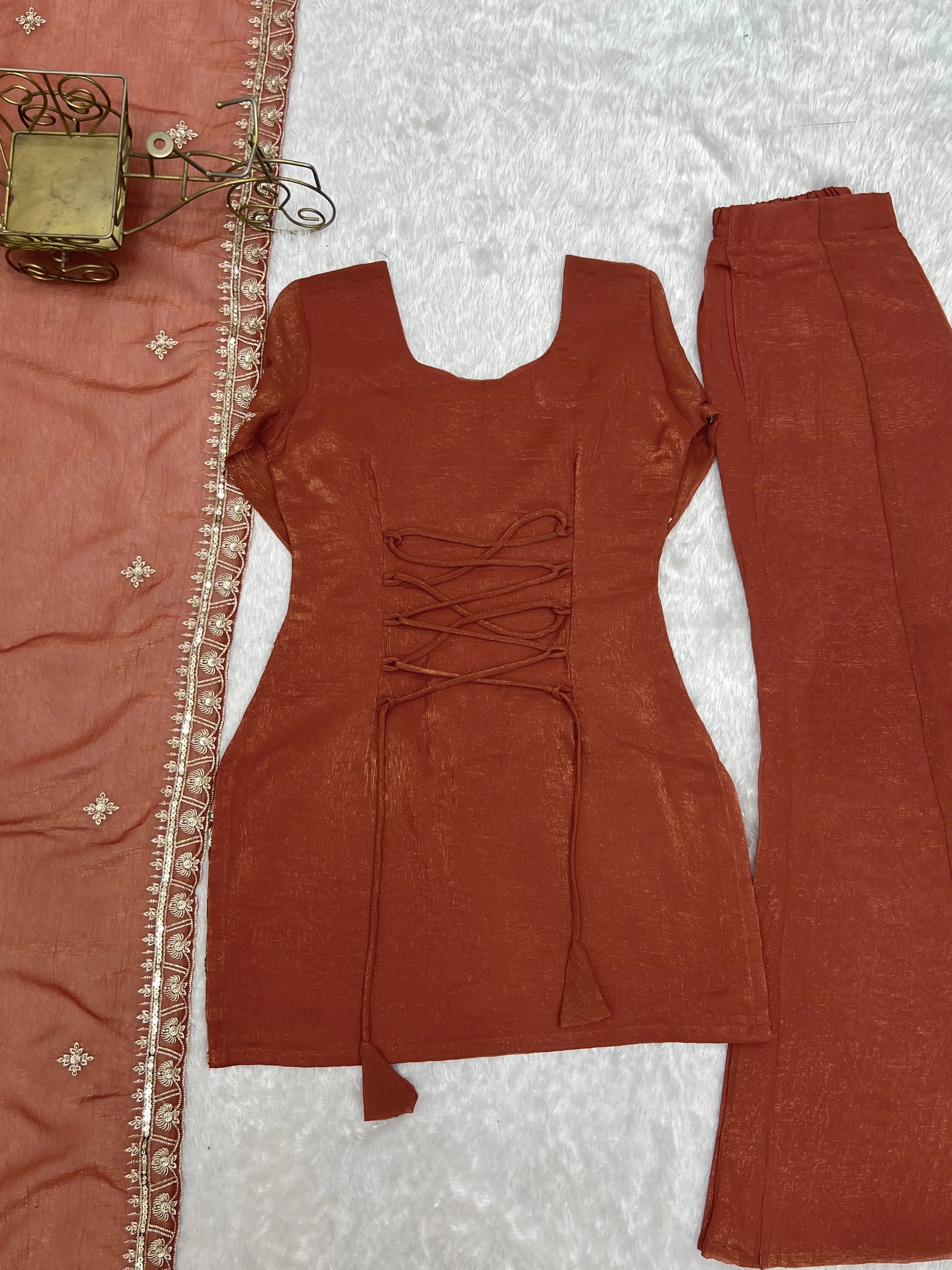 Rust Elephant Motif Suit