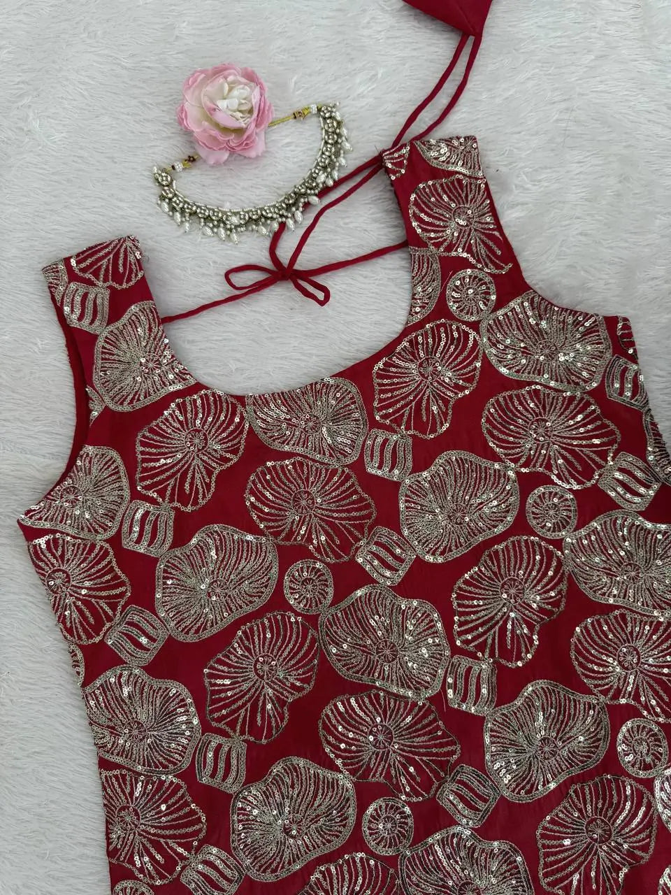 Rust Floral Sequin Sharara Set