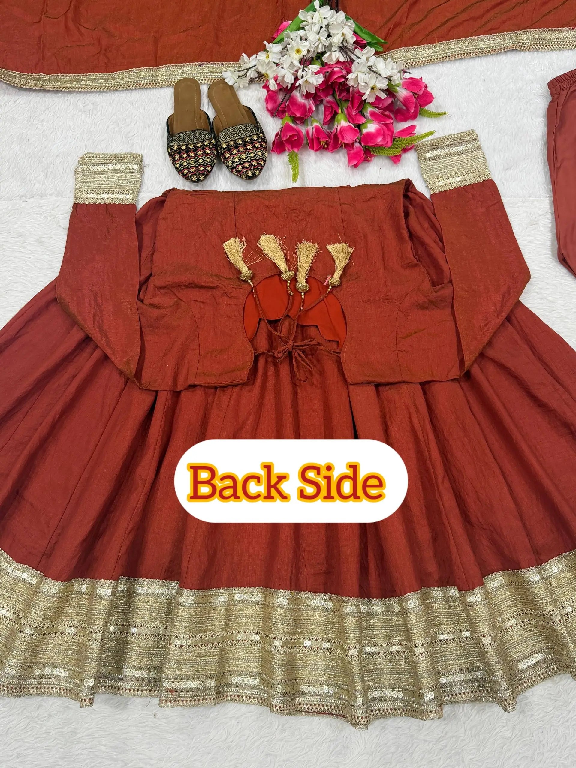 Rust Gota Border Anarkali Set