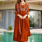Rust Keyhole Anarkali Set