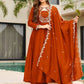 Rust Keyhole Anarkali Set