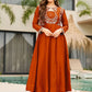 Rust Keyhole Anarkali Set