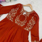 Rust Keyhole Anarkali Set