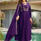 Rust Keyhole Anarkali Set