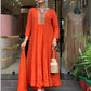 Rust Mirror Embroidered Anarkali