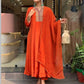 Rust Mirror Embroidered Anarkali