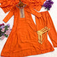 Rust Mirror Embroidered Anarkali