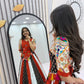 Rust Mirror Work Kediyu Lehenga