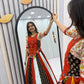 Rust Mirror Work Kediyu Lehenga