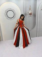 Rust Mirror Work Kediyu Lehenga