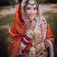 Rust Orange Natural Crepe Silk Punjabi Suit Set with Peacock Embroidery, Sequins Work & Farshi Salwar