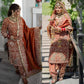Rust Orange Natural Crepe Silk Punjabi Suit Set with Peacock Embroidery, Sequins Work & Farshi Salwar