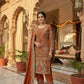 Rust Orange Natural Crepe Silk Punjabi Suit Set with Peacock Embroidery, Sequins Work & Farshi Salwar