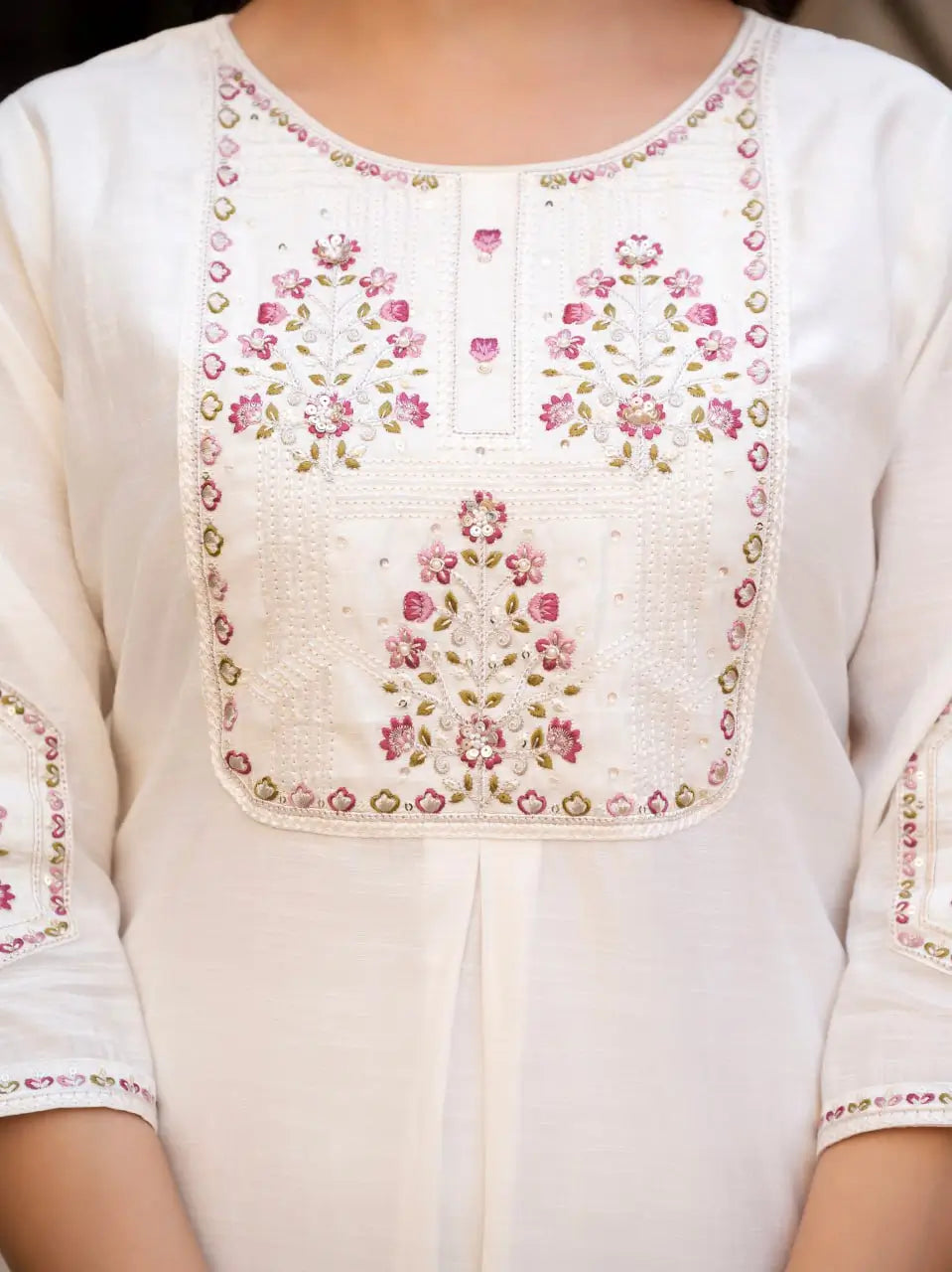 Rust Orange Pure Viscose Mango Silk Embroidered Kurti Pant Set with Sequins Dupatta | Festive & Party Wear