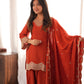 Rust Orange Silk Kurta Farshi Salwar Set