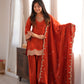 Rust Orange Silk Kurta Farshi Salwar Set