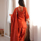 Rust Orange Silk Kurta Farshi Salwar Set
