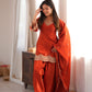 Rust Orange Silk Kurta Farshi Salwar Set