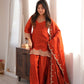 Rust Orange Silk Kurta Farshi Salwar Set