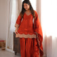 Rust Orange Silk Kurta Farshi Salwar Set