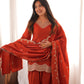 Rust Orange Silk Kurta Farshi Salwar Set