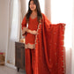 Rust Orange Silk Kurta Farshi Salwar Set