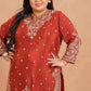 Rust Paisley Embroidered Kurti